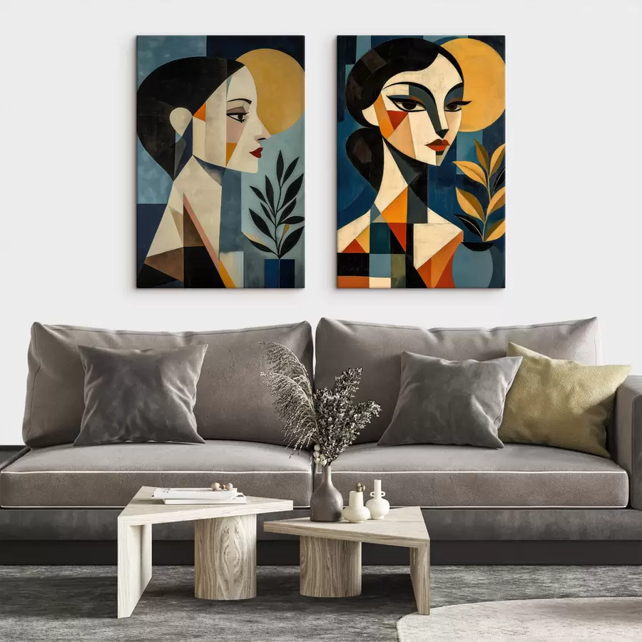 Tableau Portraits géométriques abstraits m31072
