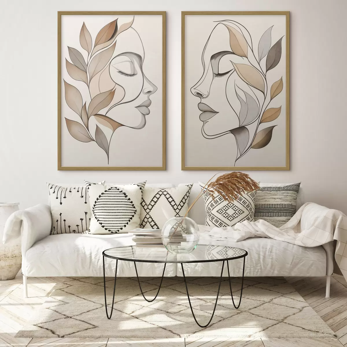 Poster Silhouettes féminines avec des feuilles d31067