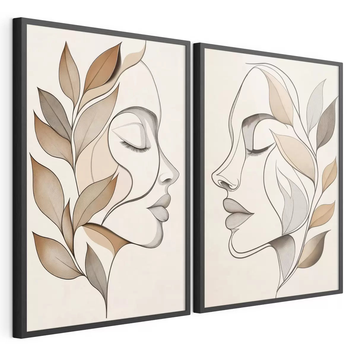 Poster Silhouettes féminines avec des feuilles d31067