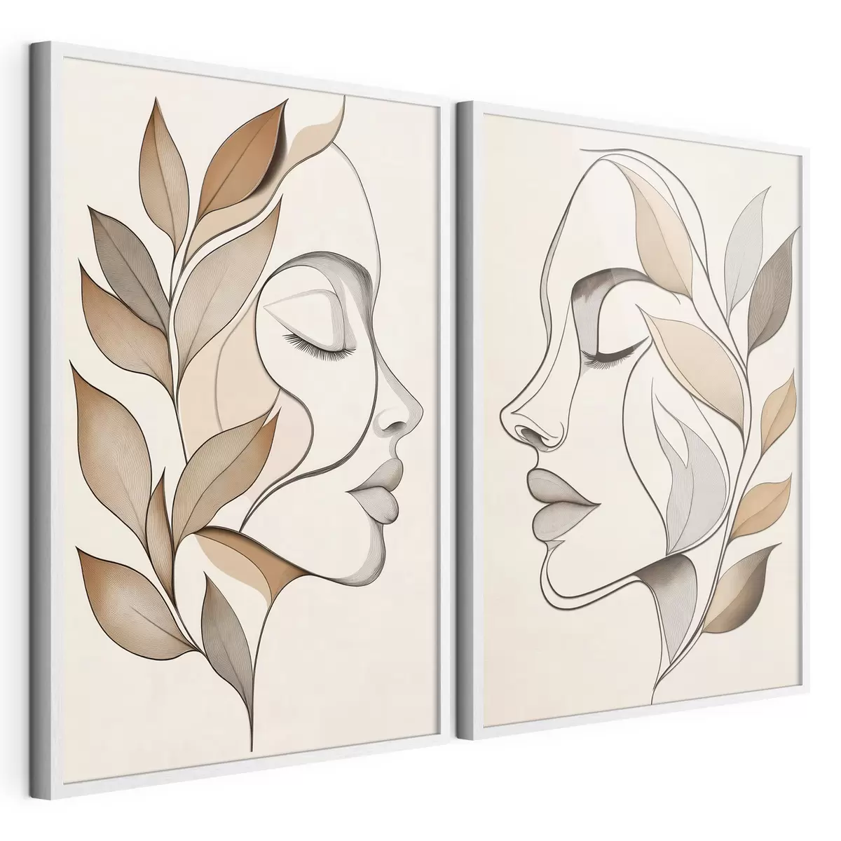 Poster Silhouettes féminines avec des feuilles d31067