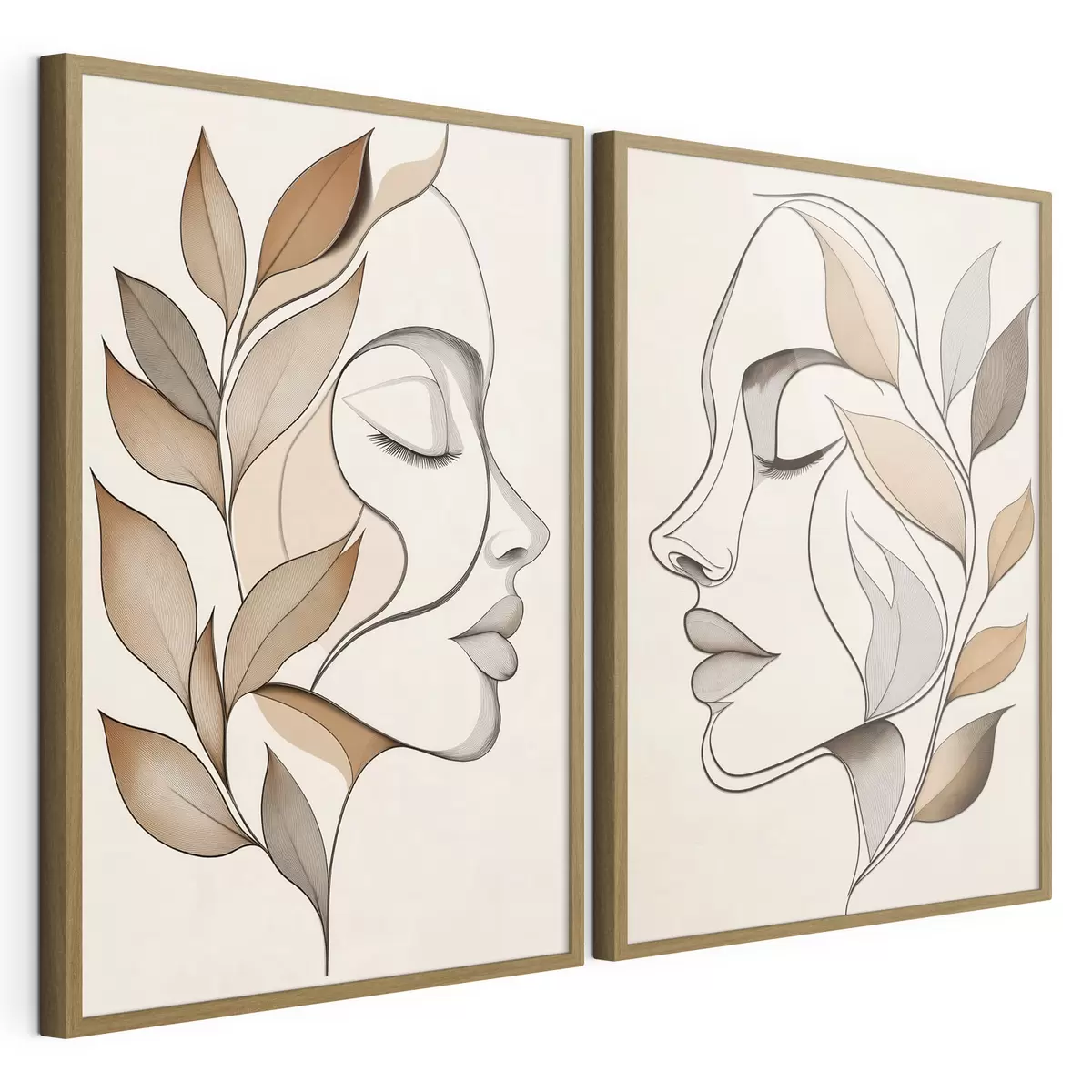 Poster Silhouettes féminines avec des feuilles d31067