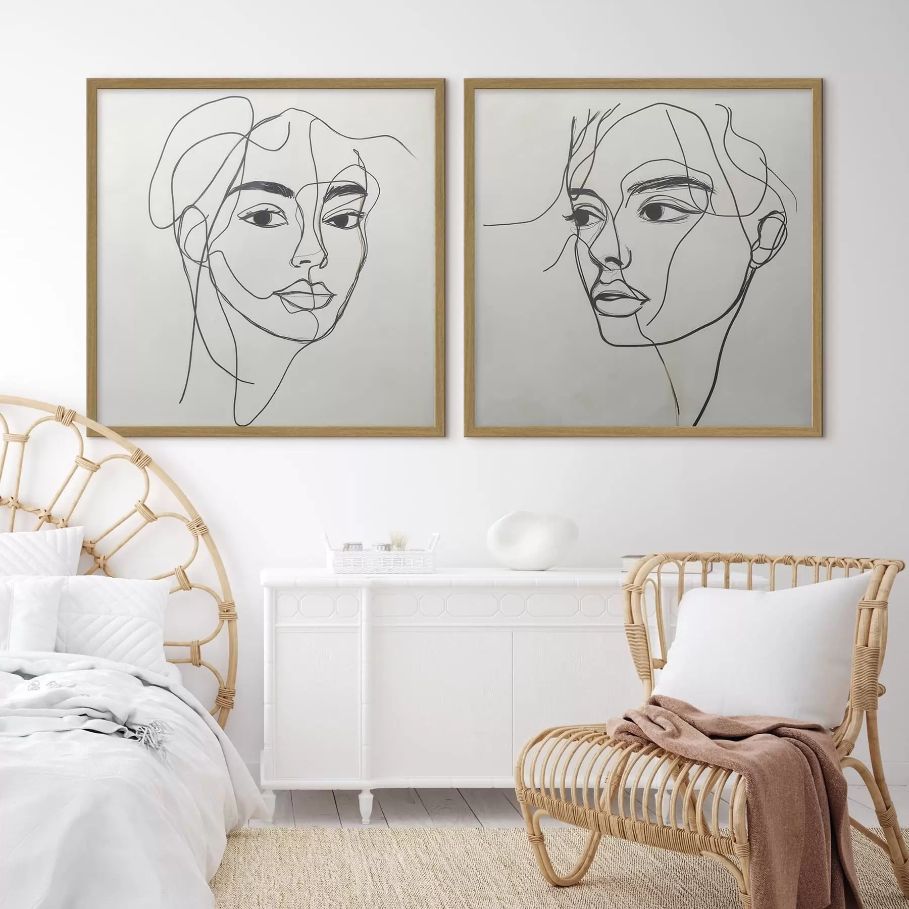 Papier peint Visages abstraits linéaires d31069