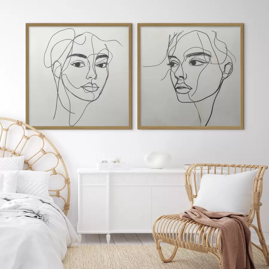 Papier peint Visages abstraits linéaires d31069