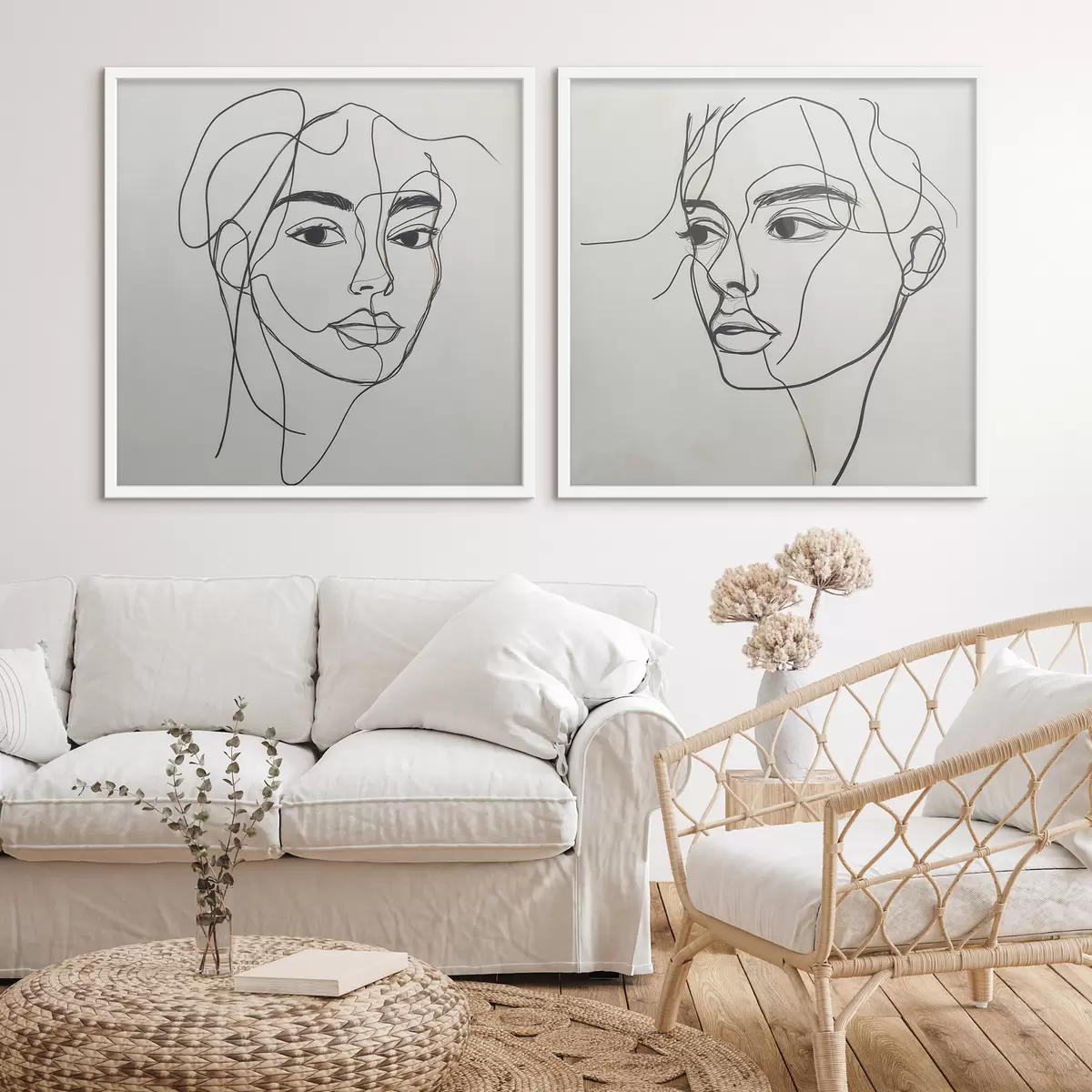 Poster Visages abstraits linéaires d31069