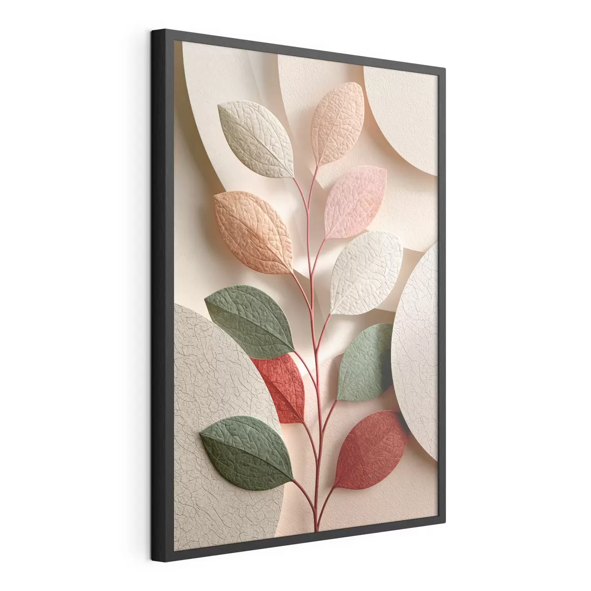 Poster Branche végétale agrémentée de formes géométriques f50863