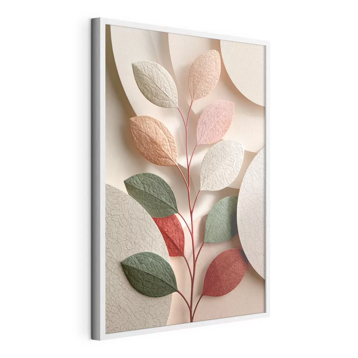 Poster Branche végétale agrémentée de formes géométriques f50863