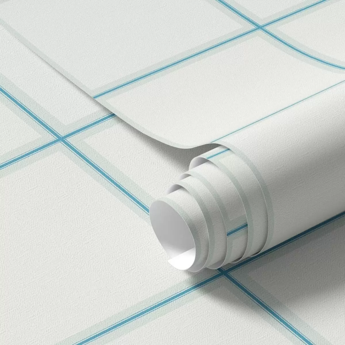 Papier peint Grille composée de neuf carrés blancs bordés de bleu clair a01277v1