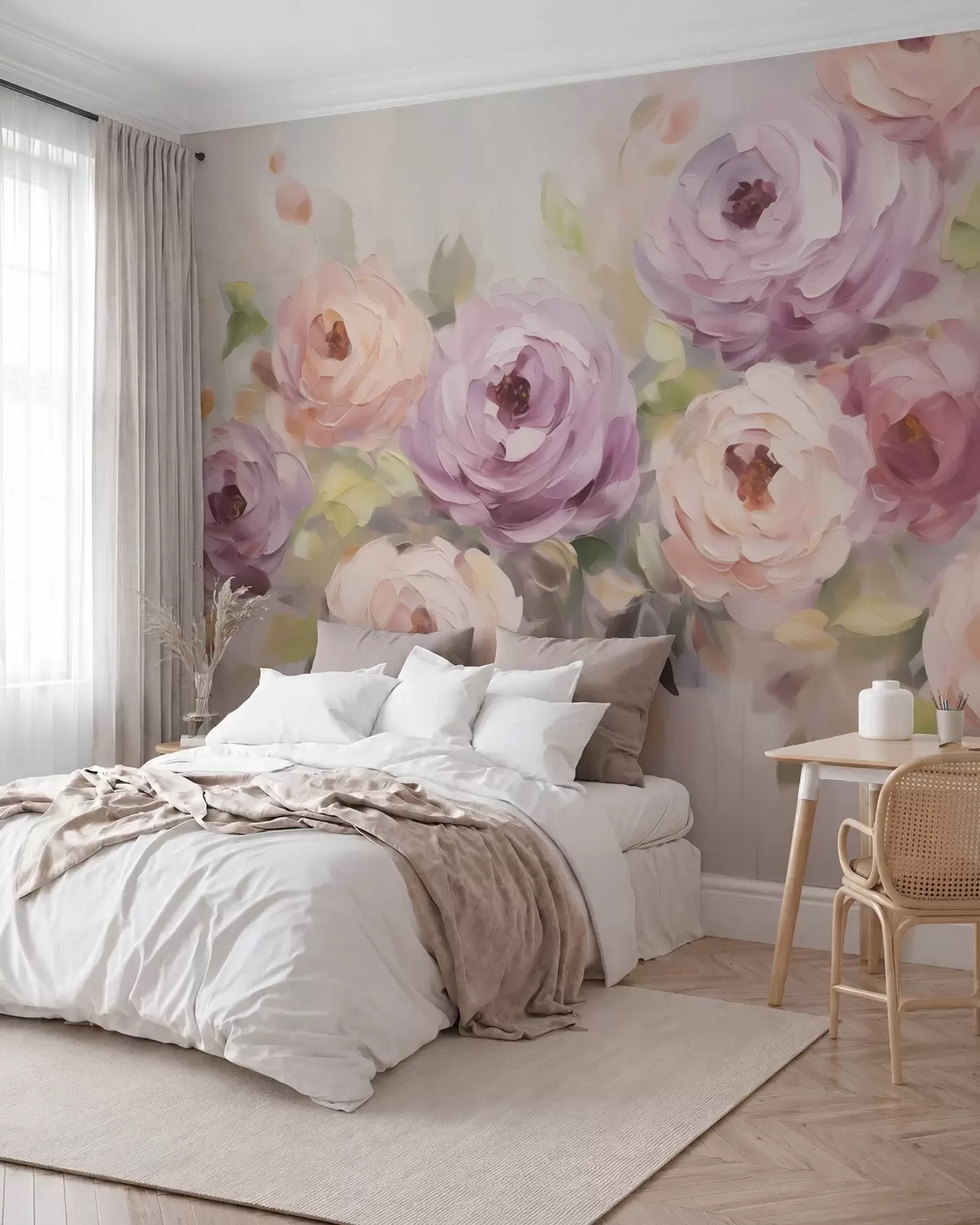 Papier peint Roses abstraites, reproduction d'un tableau w05996