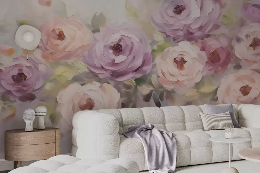 Papier peint Roses abstraites, reproduction d'un tableau w05996