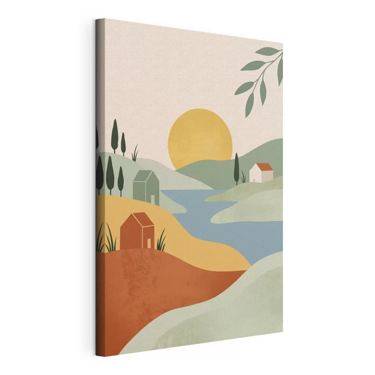Tableau Paysage paisible sous le soleil couchant s50729