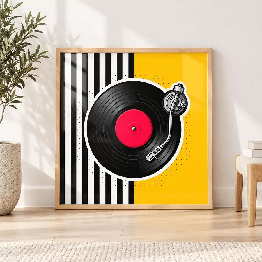 Papier peint Une platine vinyle élégante aux couleurs vives f50789