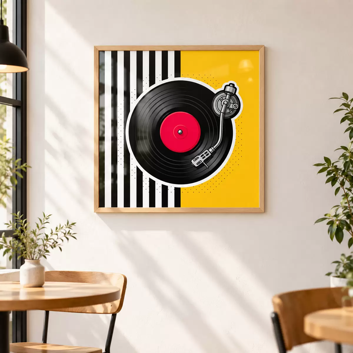 Poster Une platine vinyle élégante aux couleurs vives f50789
