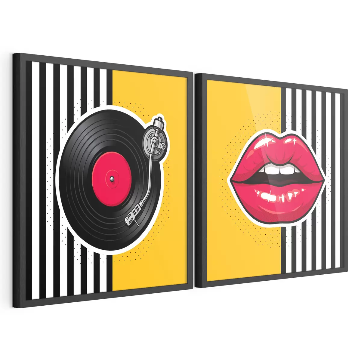 Poster Des lèvres éclatantes et un tourne-disque vintage d31075