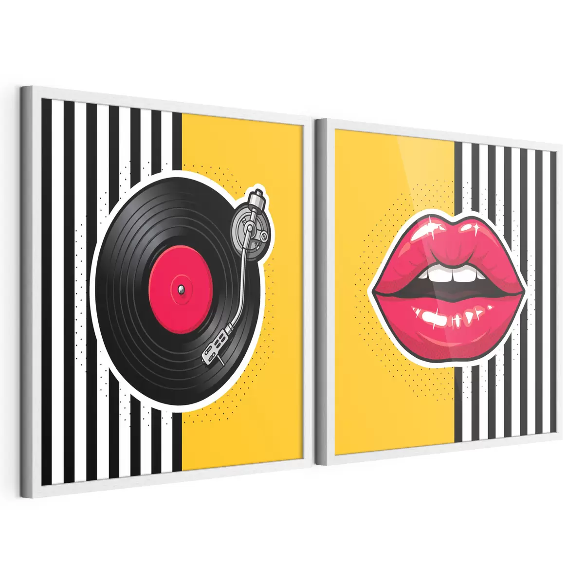 Poster Des lèvres éclatantes et un tourne-disque vintage d31075