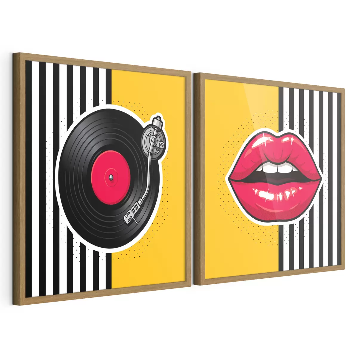 Poster Des lèvres éclatantes et un tourne-disque vintage d31075