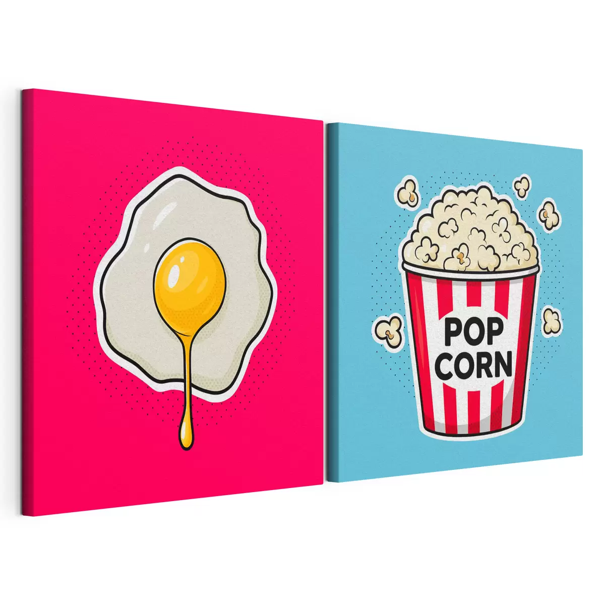 Tableau Ensemble artistique composé d'un œuf au plat et de pop-corn m31076
