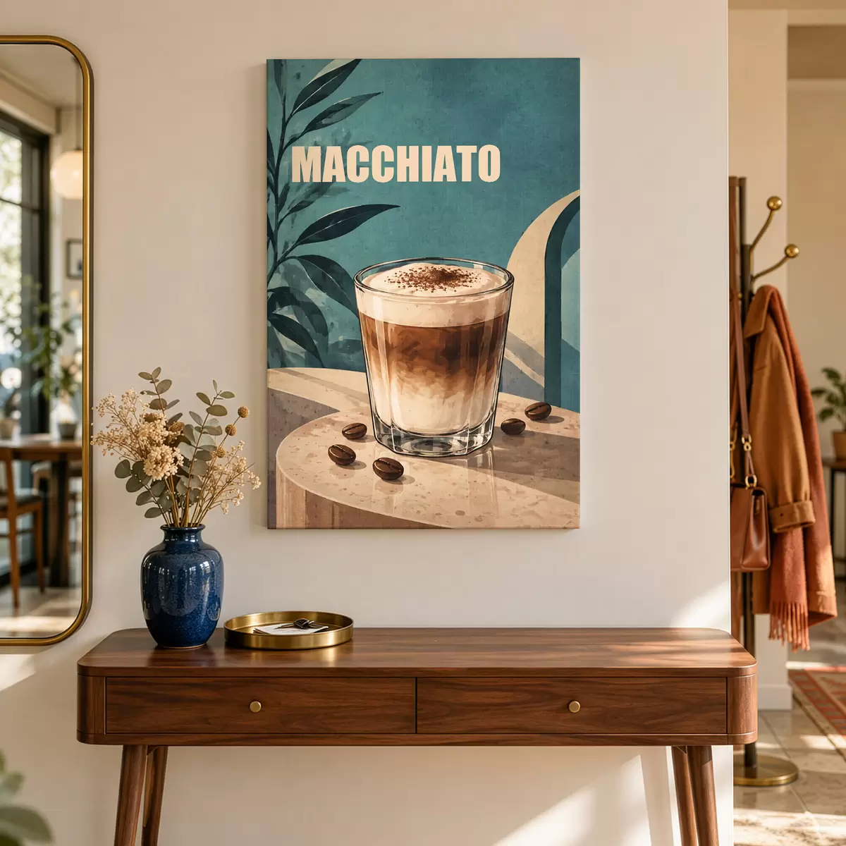 Tableau Un délicieux macchiato par une journée ensoleillée s50875