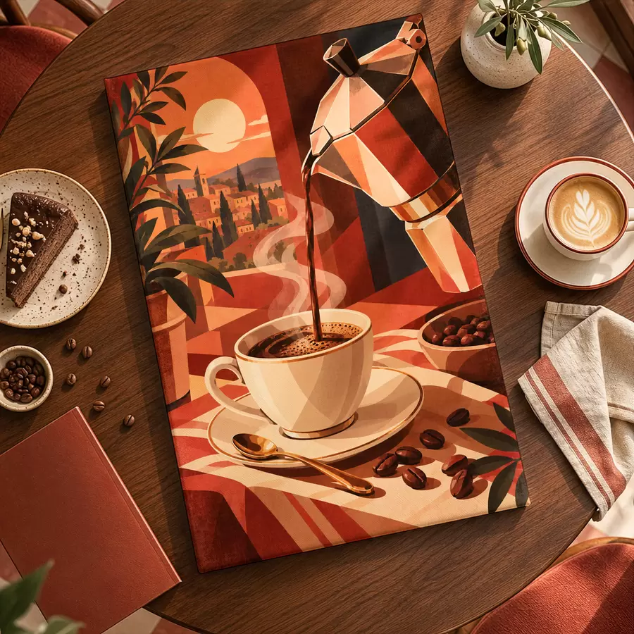 Tableau Un café bien chaud dans un cadre chaleureux s50877