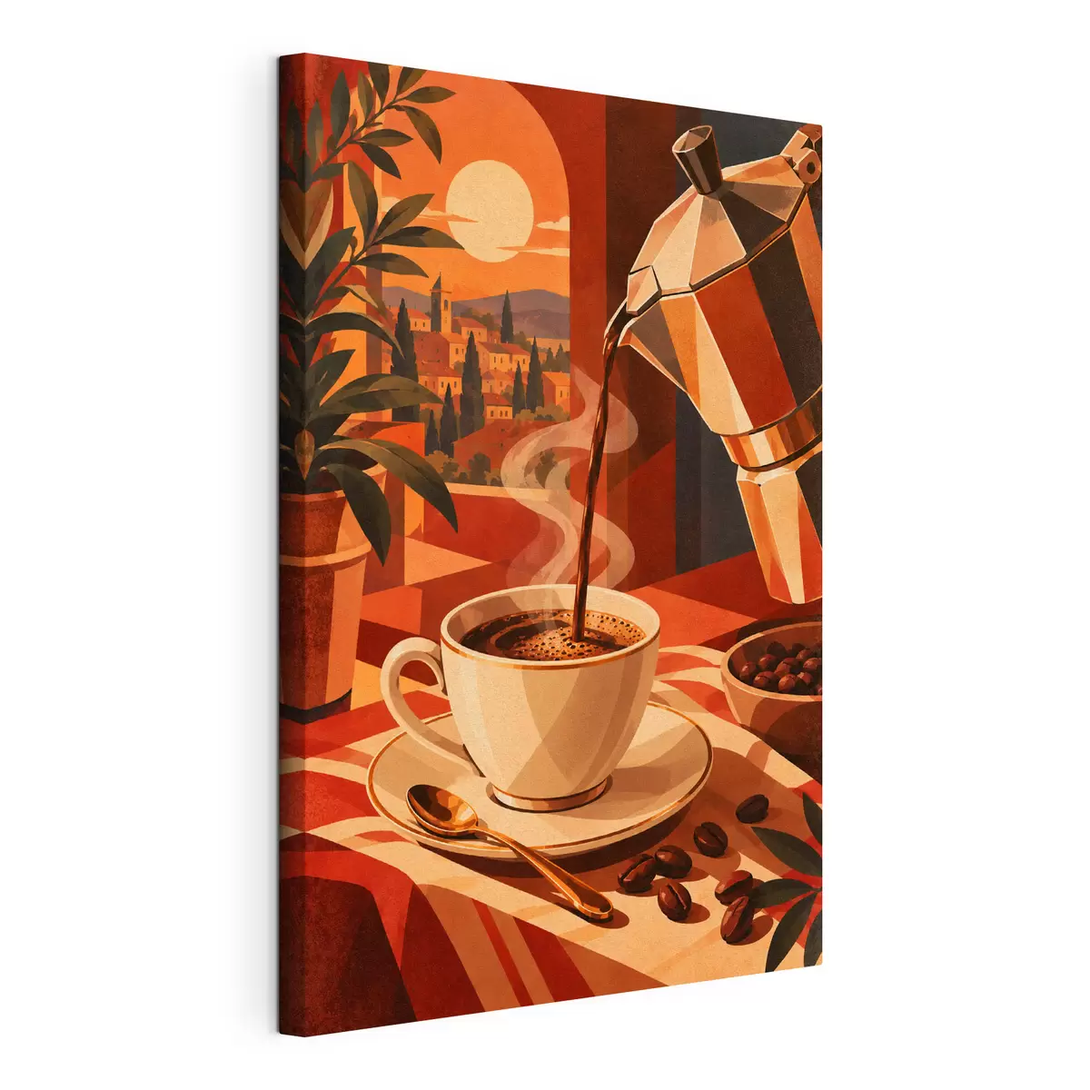 Tableau Un café bien chaud dans un cadre chaleureux s50877