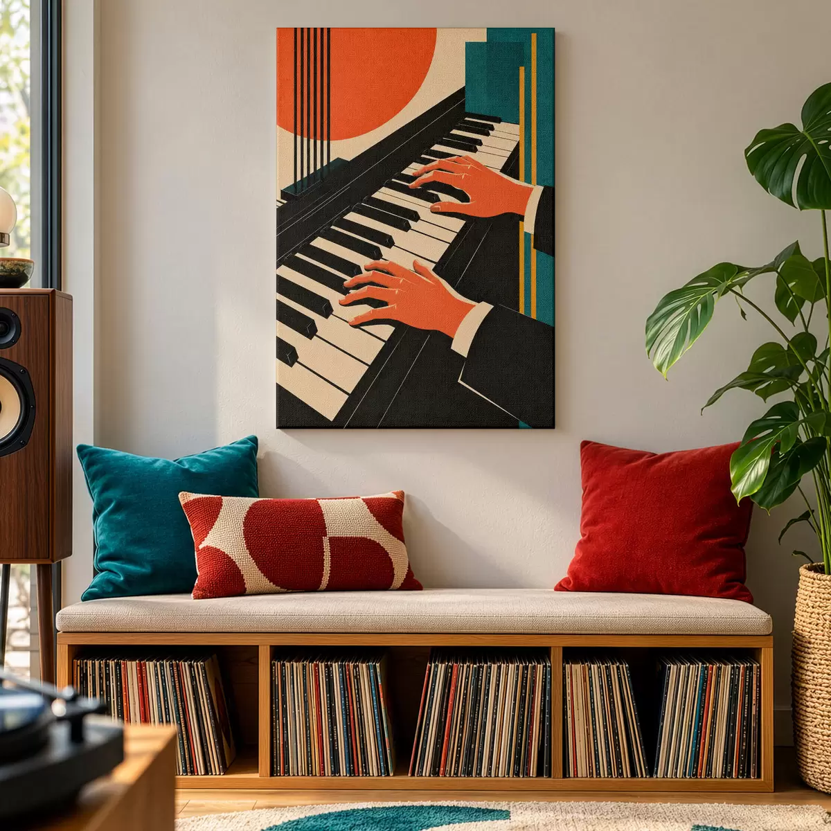 Tableau Des mains qui dansent sur les touches du piano s50922