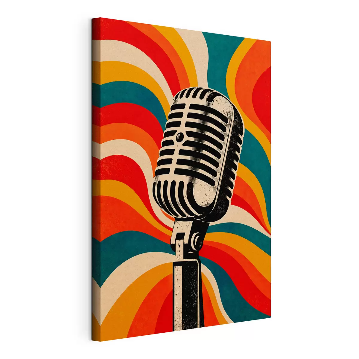 Tableau Microphone classique sur fond coloré s50924
