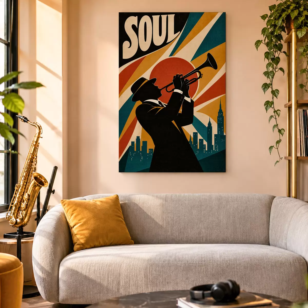 Tableau Les notes de jazz résonnent dans toute la ville s50925
