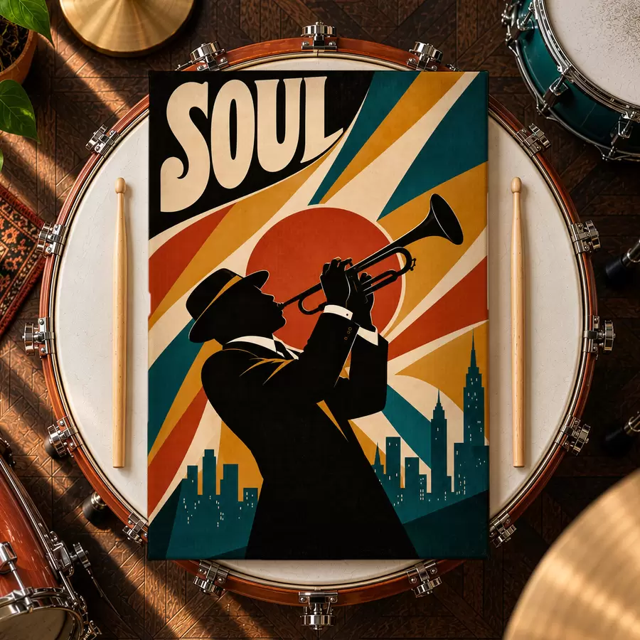 Tableau Les notes de jazz résonnent dans toute la ville s50925