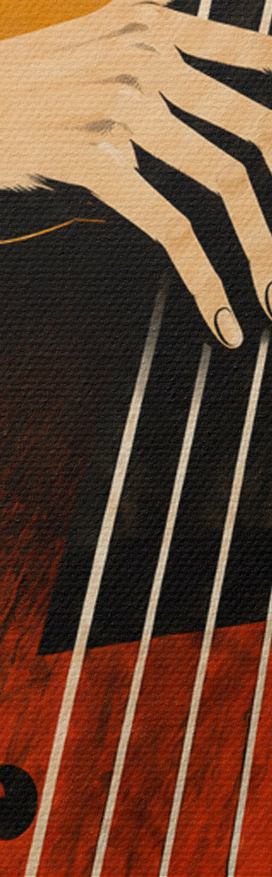 Tableau Une main élégante jouant d'un instrument de musique s50926