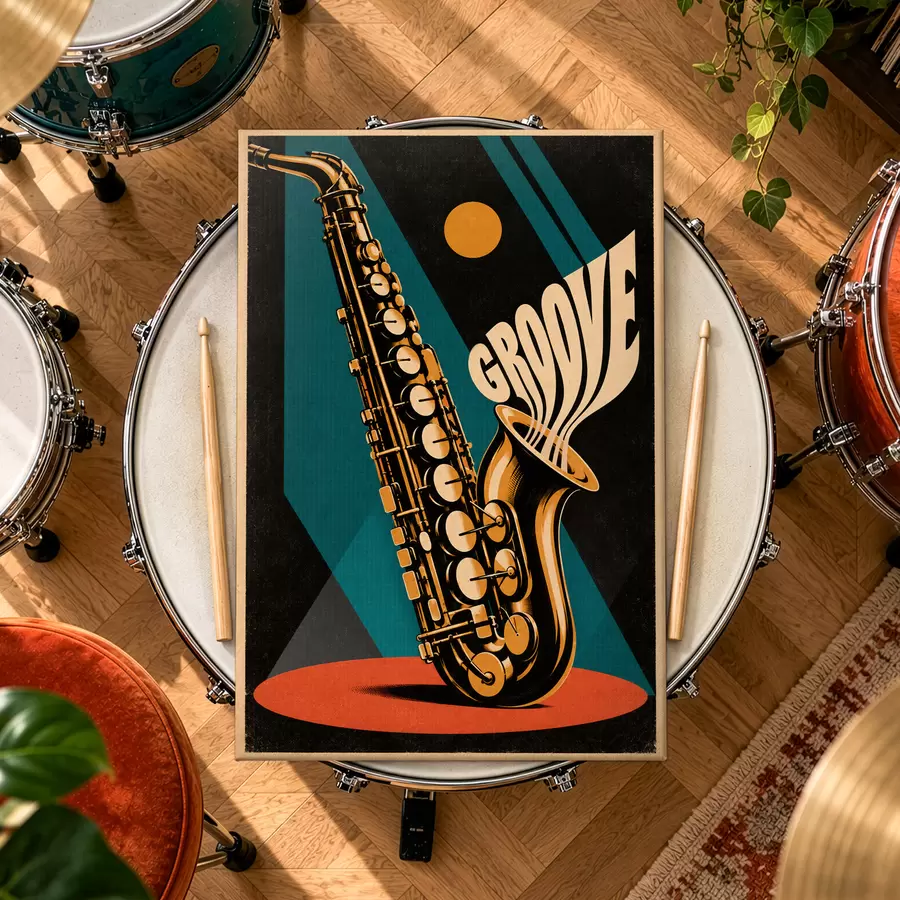 Tableau Des sons de saxophone et de vibraphone emplissent l'air s50927