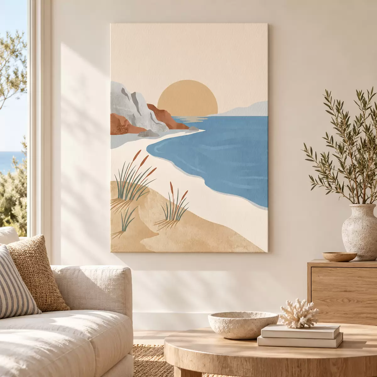 Tableau Une plage sereine au coucher du soleil, un havre de paix s50731