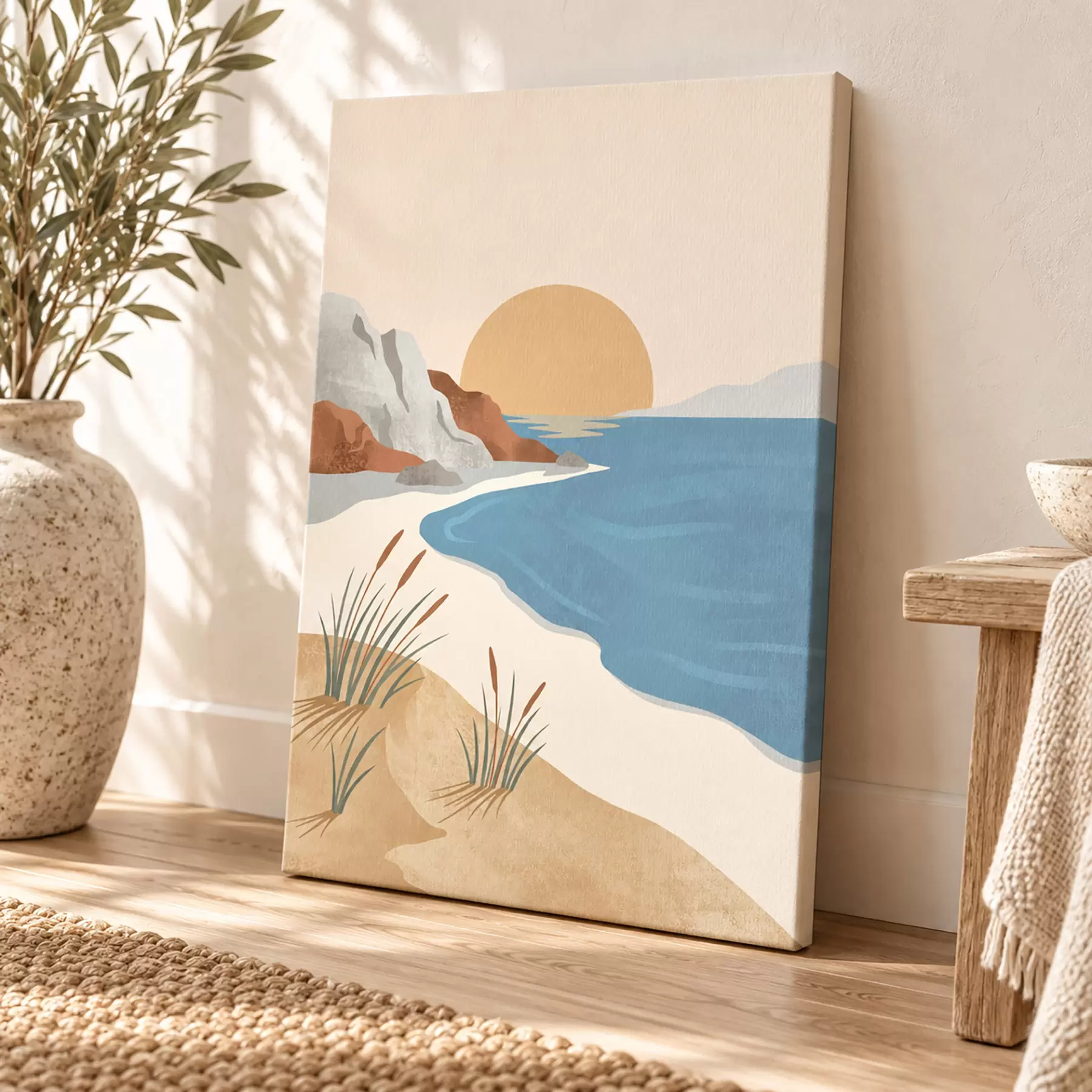 Tableau Une plage sereine au coucher du soleil, un havre de paix s50731