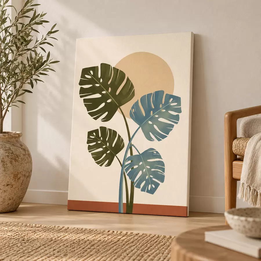Tableau Des feuilles élégantes sur un fond aux teintes chaudes s50733