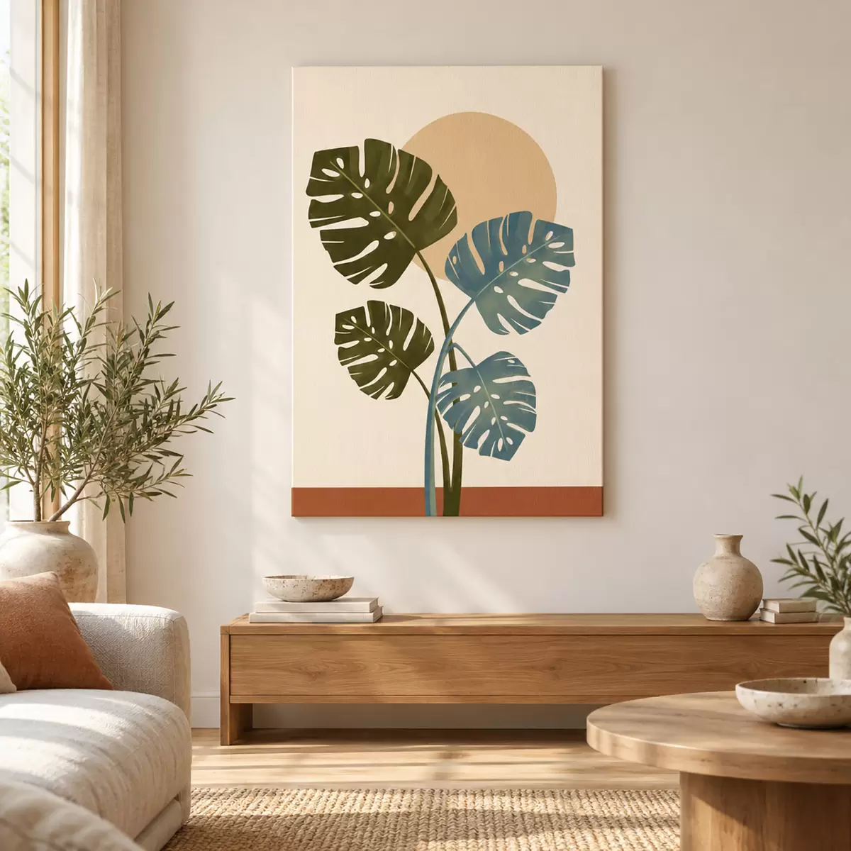 Tableau Des feuilles élégantes sur un fond aux teintes chaudes s50733