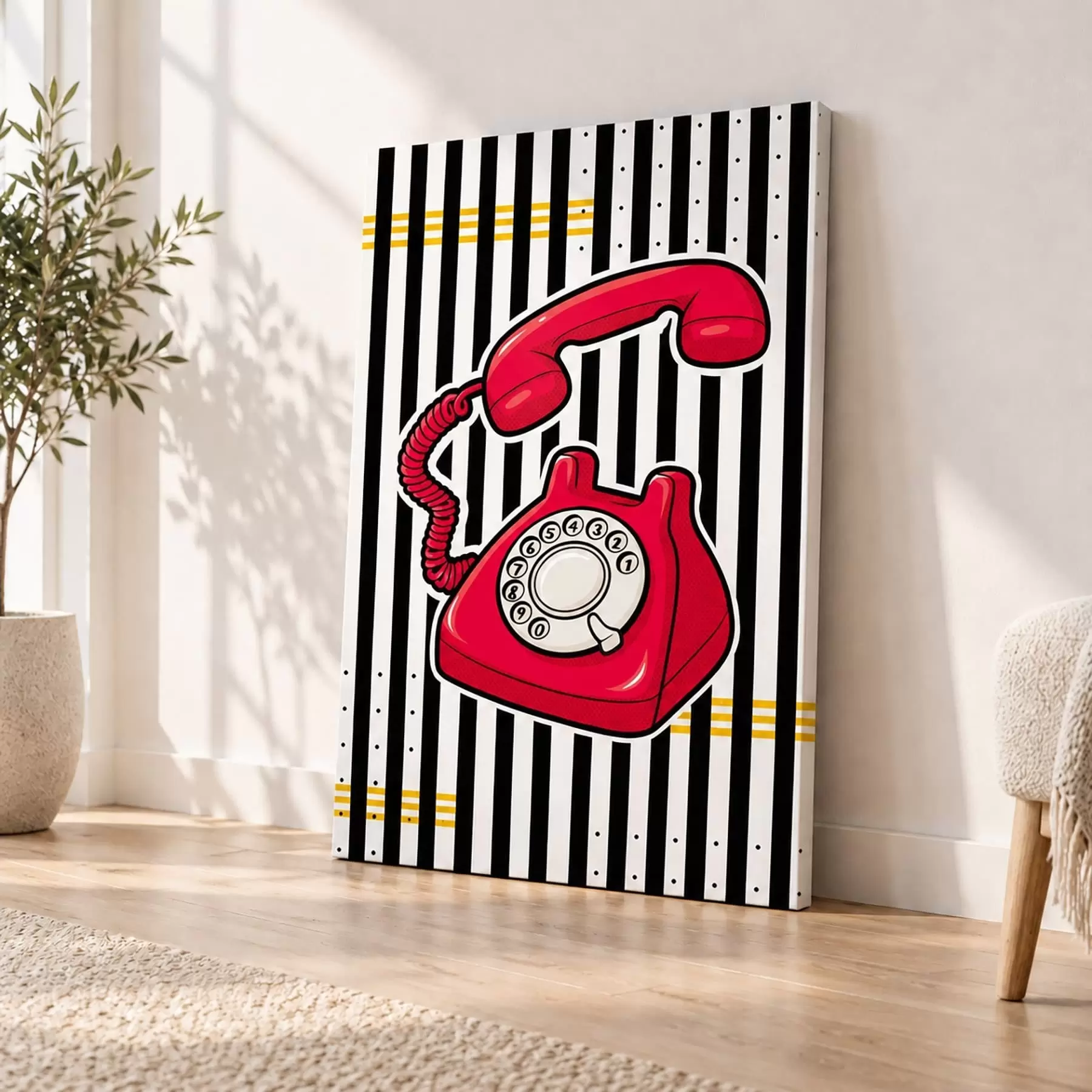 Tableau Téléphone à cadran rouge de style vintage s50784