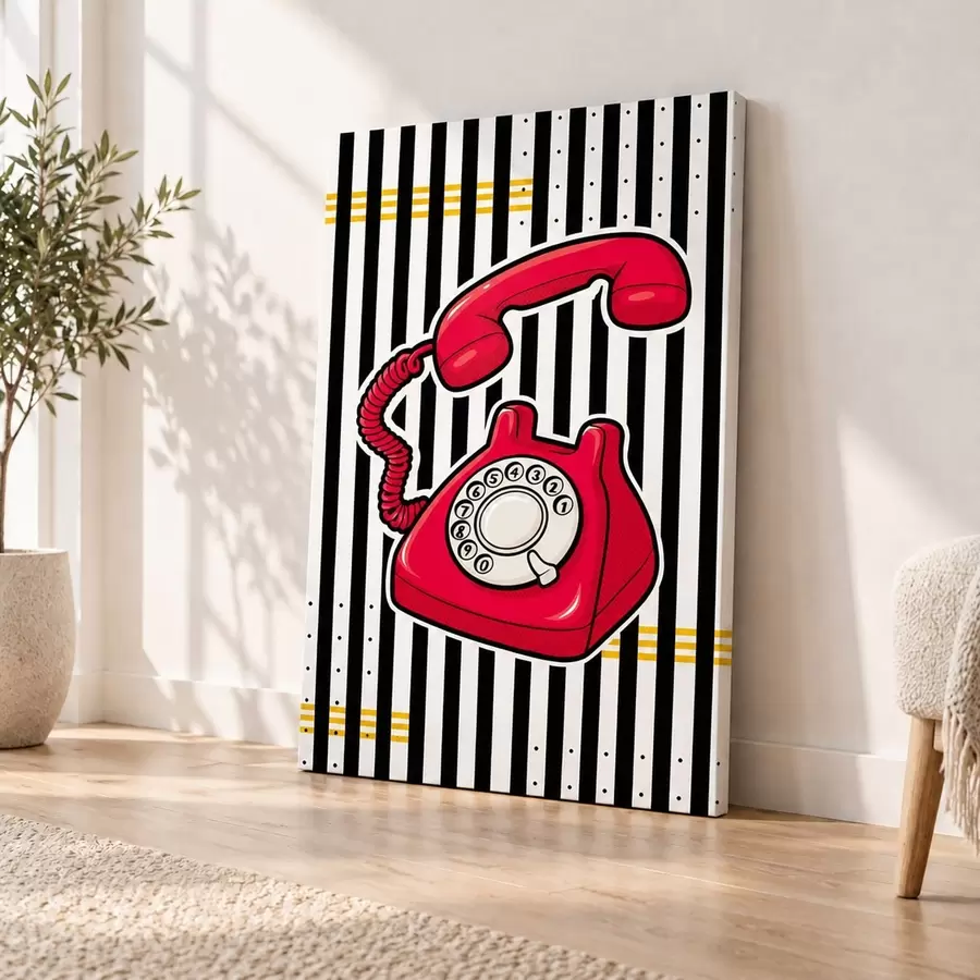 Tableau Téléphone à cadran rouge de style vintage s50784