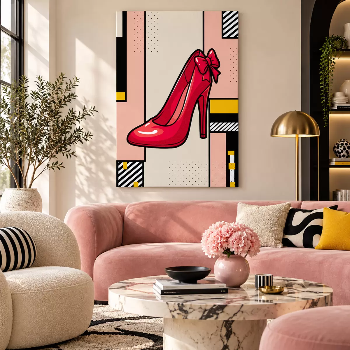 Tableau Escarpin rouge chic orné d'un nœud fantaisie s50785