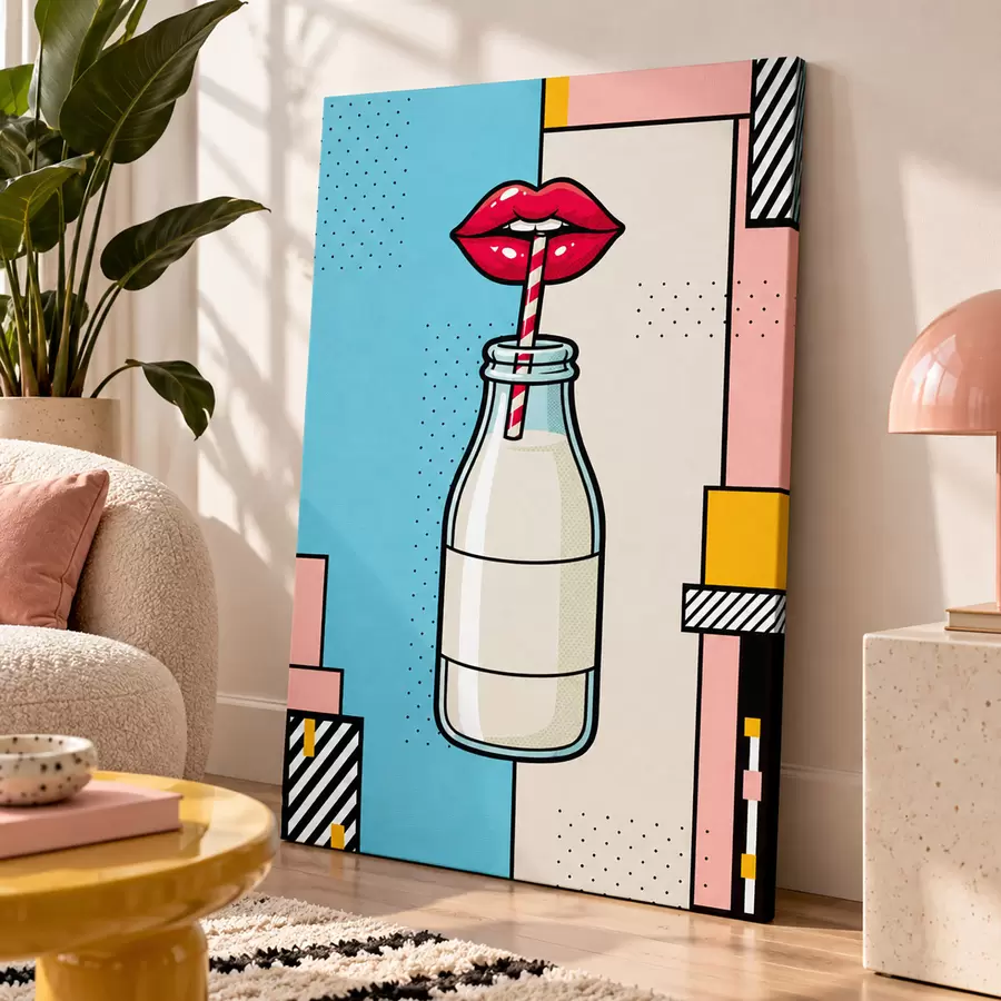 Tableau Boire à la bouteille de lait design s50786