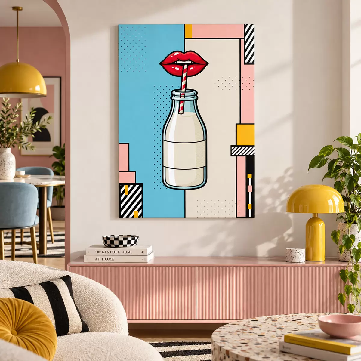 Tableau Boire à la bouteille de lait design s50786