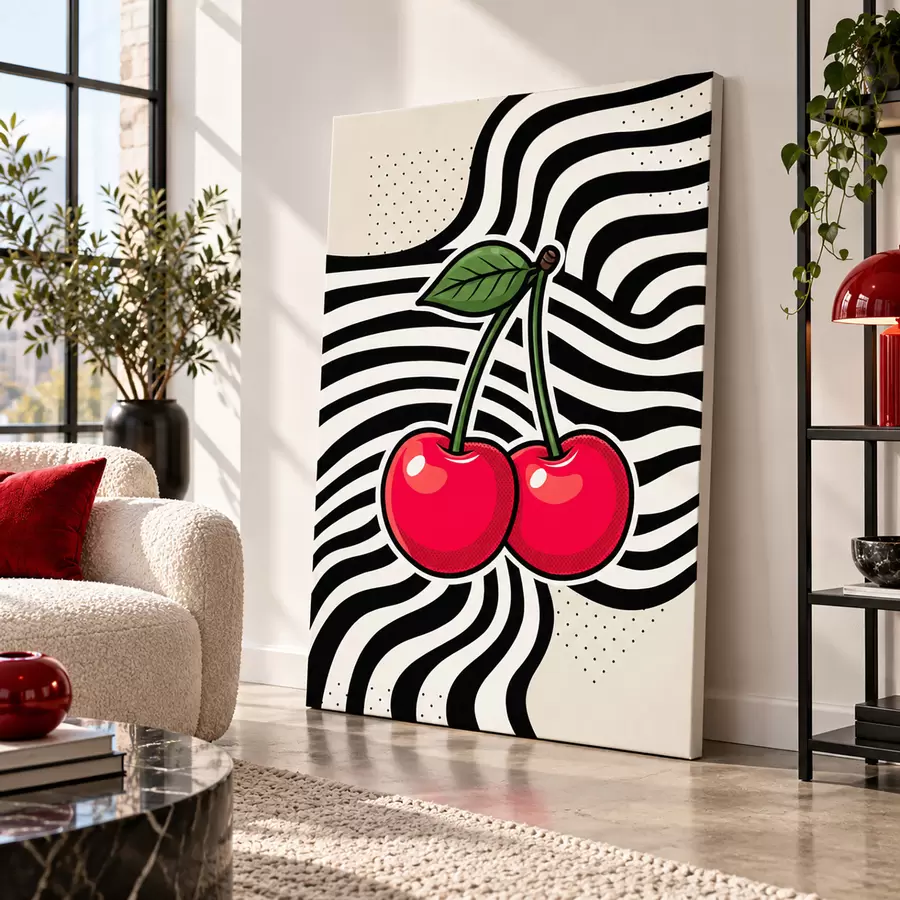 Tableau Des cerises espiègles sur un fond élégant s50787