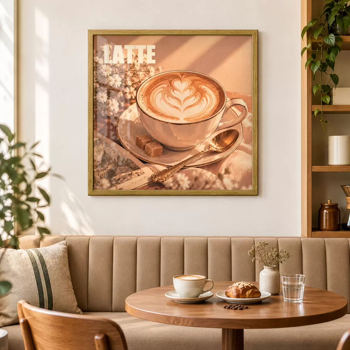 Poster Un latte préparé avec art, sous le soleil f50873