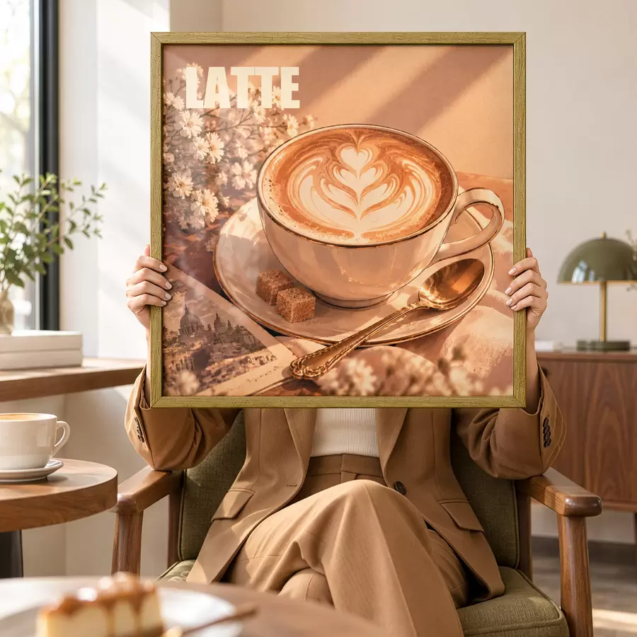 Papier peint Un latte préparé avec art, sous le soleil f50873