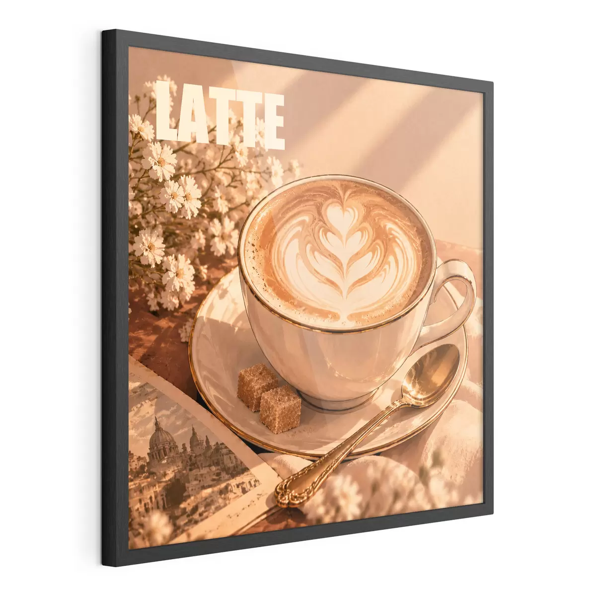 Poster Un latte préparé avec art, sous le soleil f50873