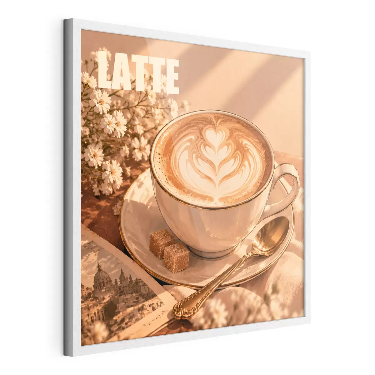 Poster Un latte préparé avec art, sous le soleil f50873
