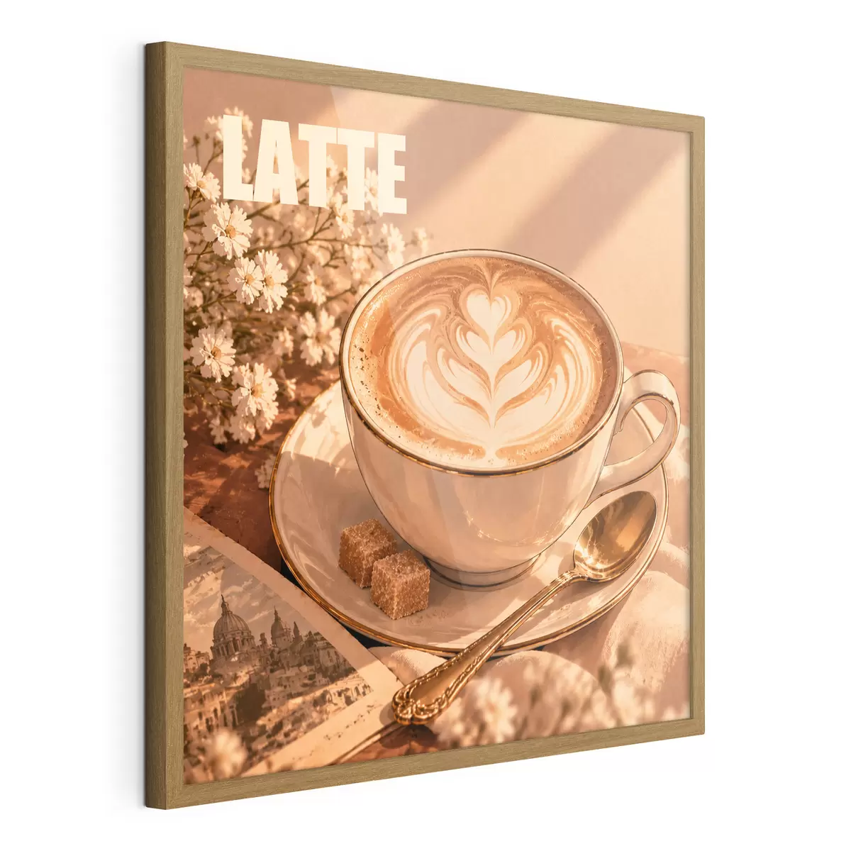 Poster Un latte préparé avec art, sous le soleil f50873