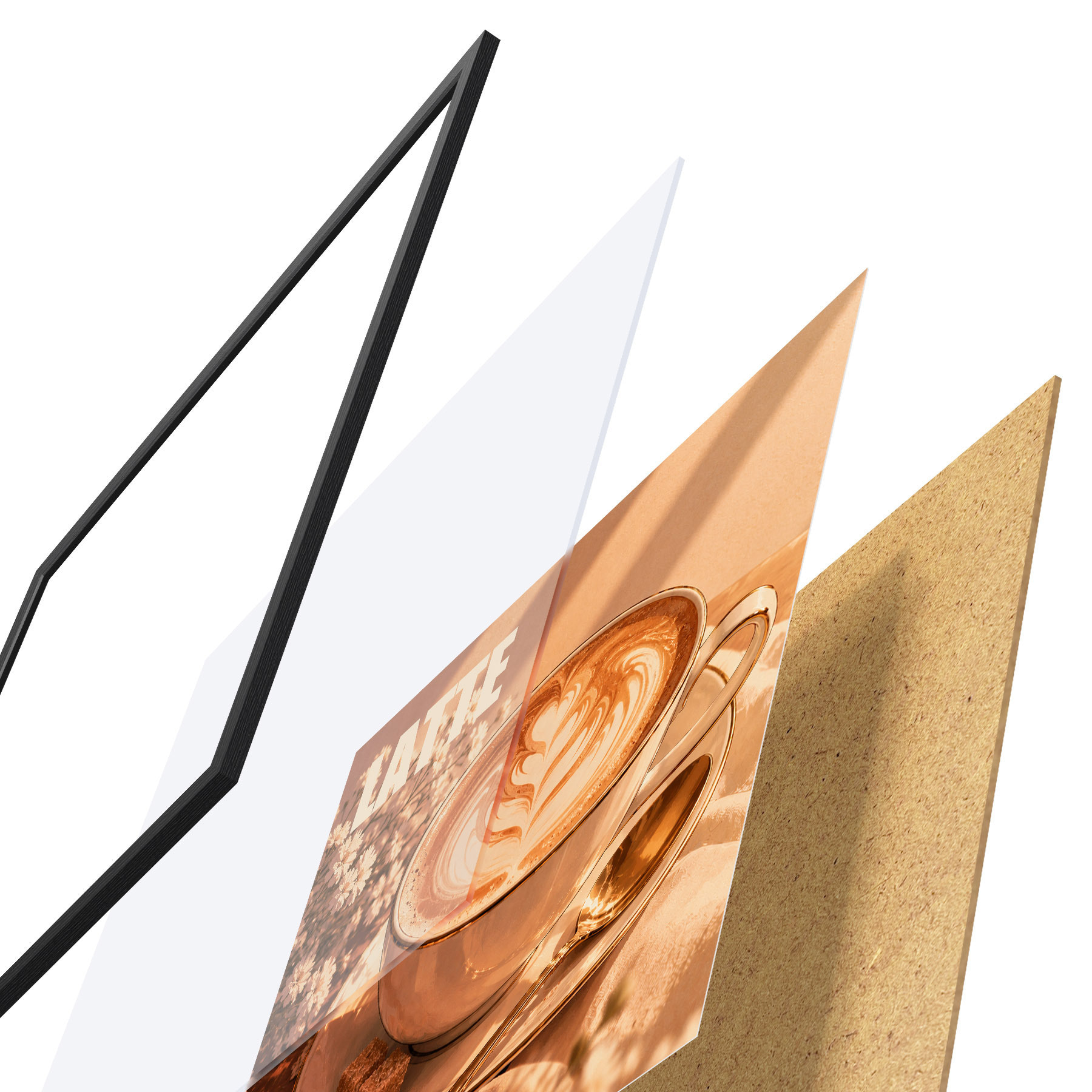 Poster Un latte préparé avec art, sous le soleil f50873