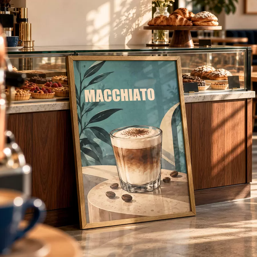 Papier peint Un délicieux macchiato servi dans un verre f50875