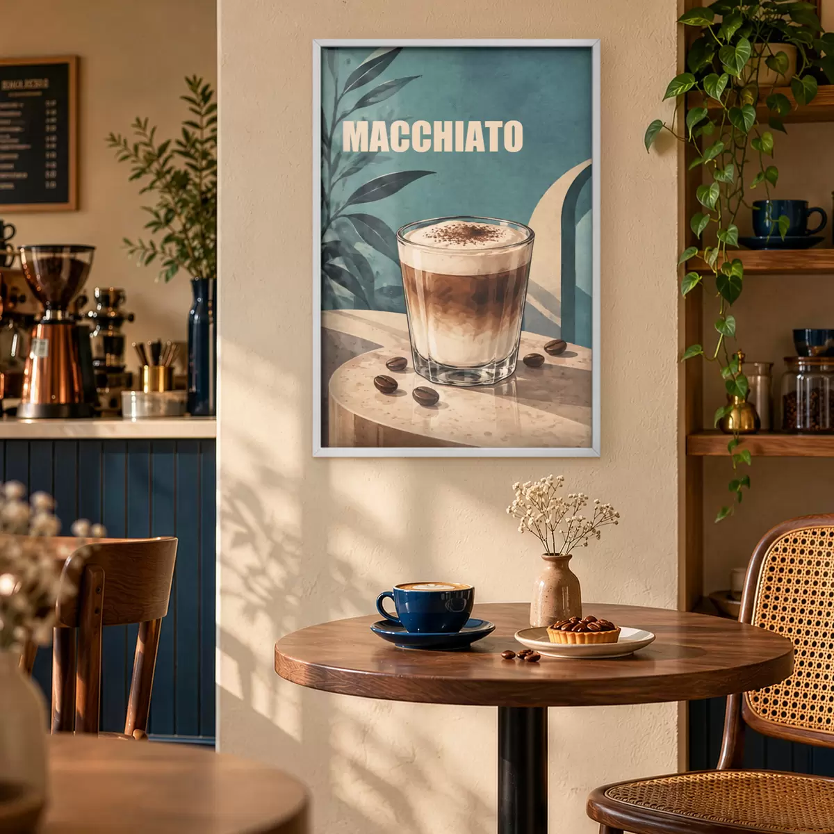 Poster Un délicieux macchiato servi dans un verre f50875