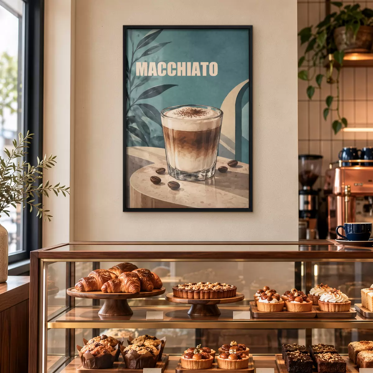 Poster Un délicieux macchiato servi dans un verre f50875