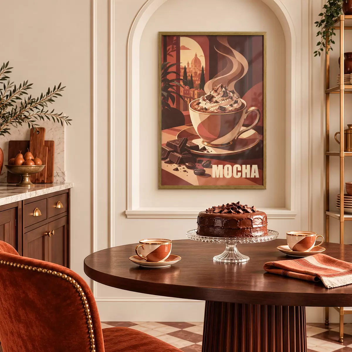 Poster Moka chaud avec une garniture crémeuse f50876