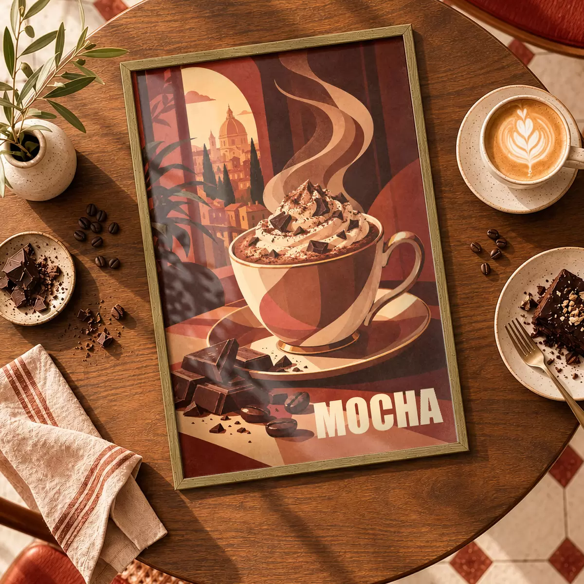 Poster Moka chaud avec une garniture crémeuse f50876